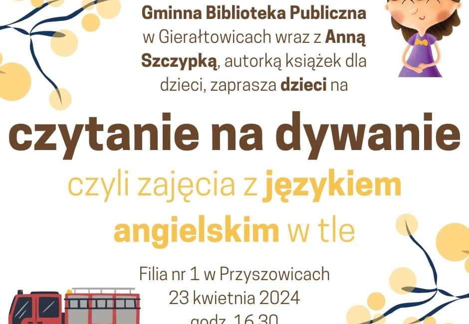 Czytanie na dywanie -plakat